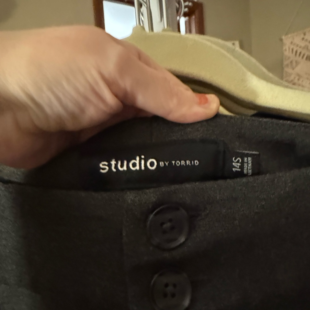 ‼️CLEARANCE‼️Studio by Torrid Dark Gray Buttoned Trousers - Picture 2 of 7